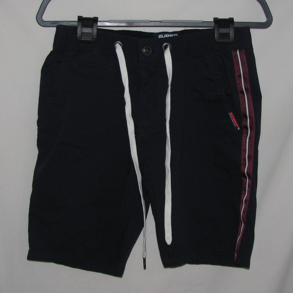 Mens' Superdry Navy Blue Chino Zipper Fly Drawstring Shorts Size 30W